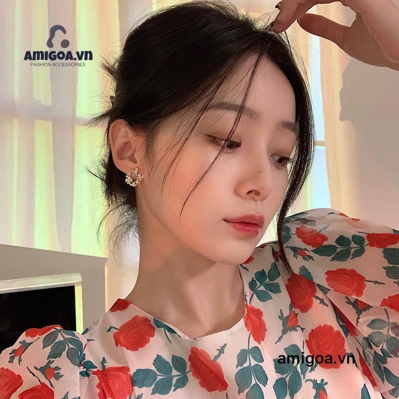 ✨✨Bông tai mạ bạc 925 hình hoa và bướm đính ngọc trai thời trang