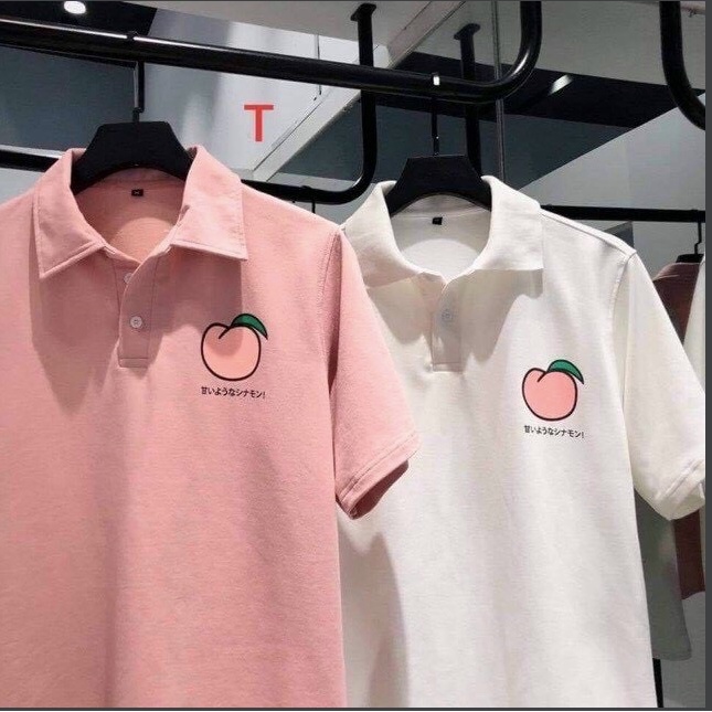 [TRENDING] Áo Phông POLO Nữ Có Cổ Form Rộng In Logo Quả Đào Siêu Dễ Thương  Tay Lỡ Chất Thun Cotton Mềm Mát TTQ0019