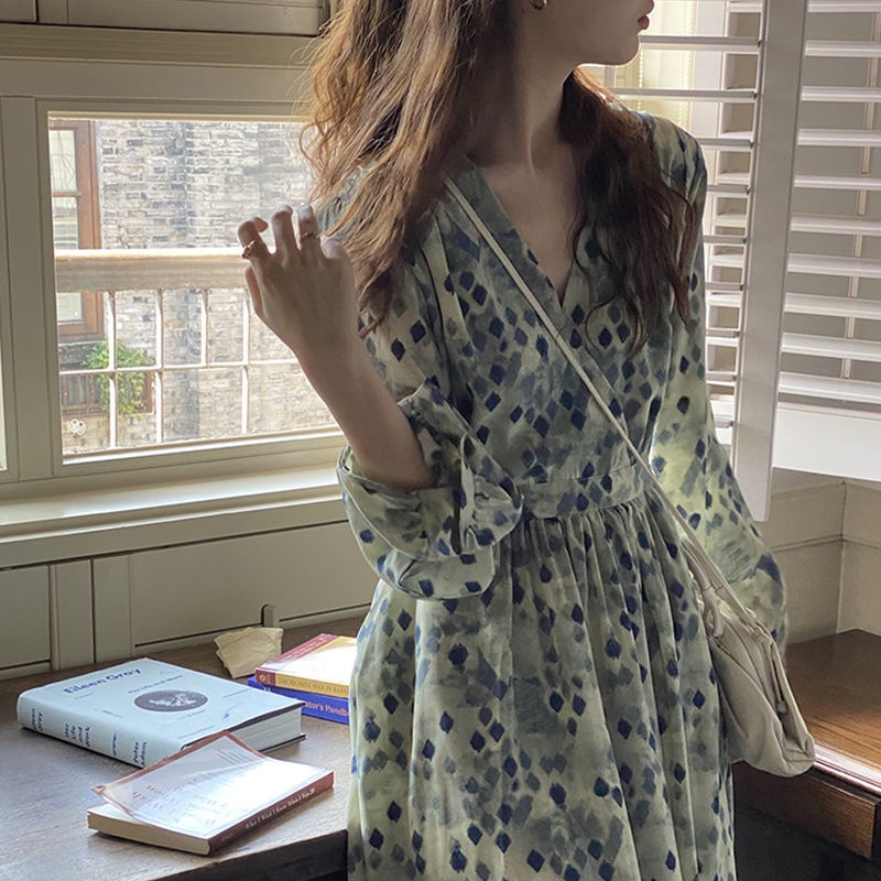 Đầm Hoa Cổ Chữ V Thiết Kế Mới Thời Trang Mùa Xuân Dành Cho Nữ đầm bầu váy nữ váy bé gái váy dài chân váy dài váy nữ chân váy dài