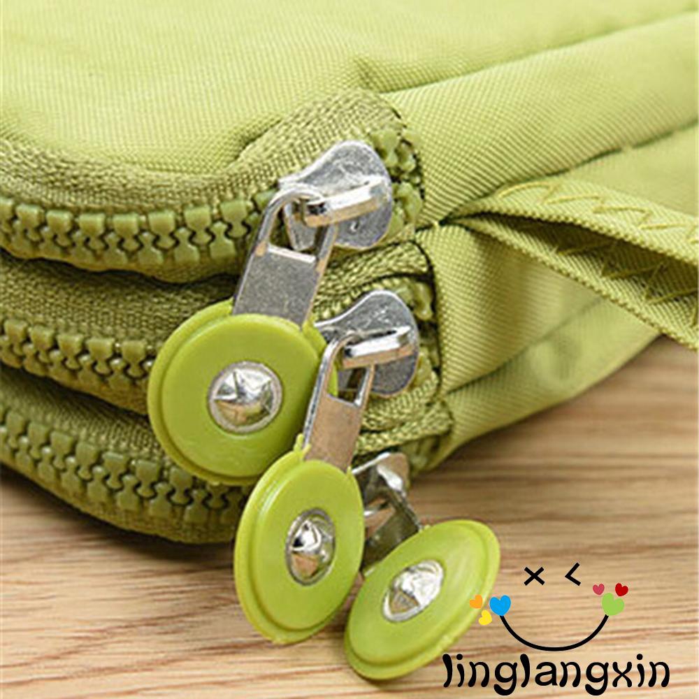 LLX-Ví Đựng Tiền Xu 3 Ngăn Bằng Vải Canvas Có Dây Kéo