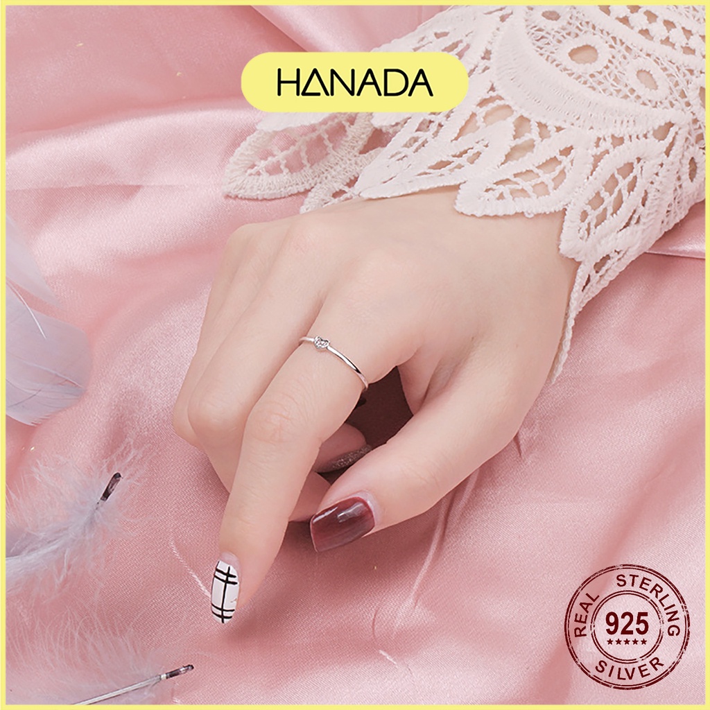 Nhẫn Bạc 925 Hanada Trái Tim Đính Đá Đơn Giản 0074 L10