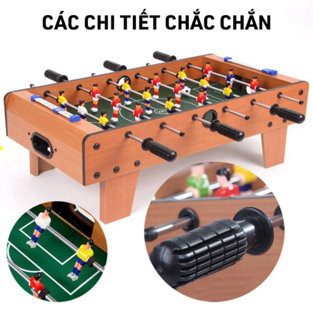 Bàn Bi Lắc Mini 6 Tay Cầm Lớn Cho Trẻ Em, Bàn Đá Banh, Bóng Bằng Gỗ Cỡ Loại Size To