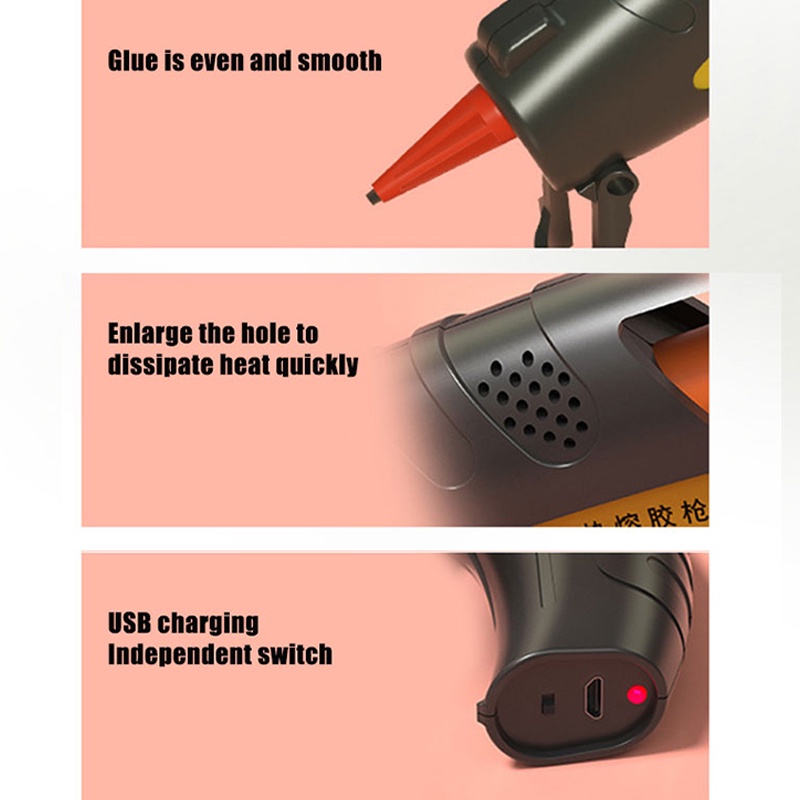 Súng Bắn Keo Nóng Chảy Pin Lithium 3.7V Không Dây Sạc USB 7mm Dùng Sửa Chữa Đồ Thủ Công DIY