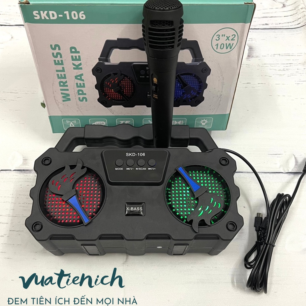 Loa Bluetooth Karaoke Kimiso S1/S2/BKK B98/QS 3607/QS 4605/CL 97/SKD 106 - Loa Không Dây Tặng Kèm Mic Hát Có Dây
