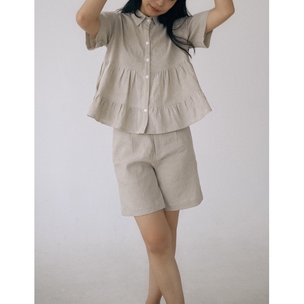 ÁO KIỂU LINEN TAY NGẮN, QUẦN SHORT LINEN - SUMMER SHORTS