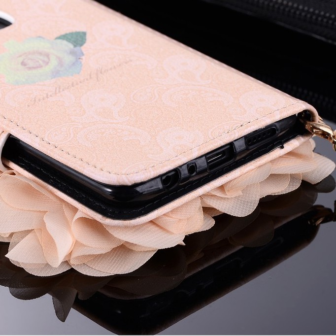 Bao điện thoại Oppo R9 R9S R11 R11S dạng ví hoa hồng cầm tay thời trang cho nữ