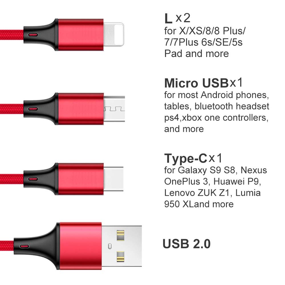 Dây Sạc điện thoại 3 in 1 Đầu Bọc Dù (Type C to Type C / Lightning/ Micro USB, Fast Charging & Data Cable )