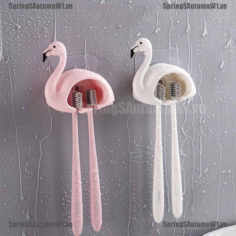 Móc hút tường chuyên dụng cho đựng 2 bàn chải đánh răng hình con chim hồng hạc