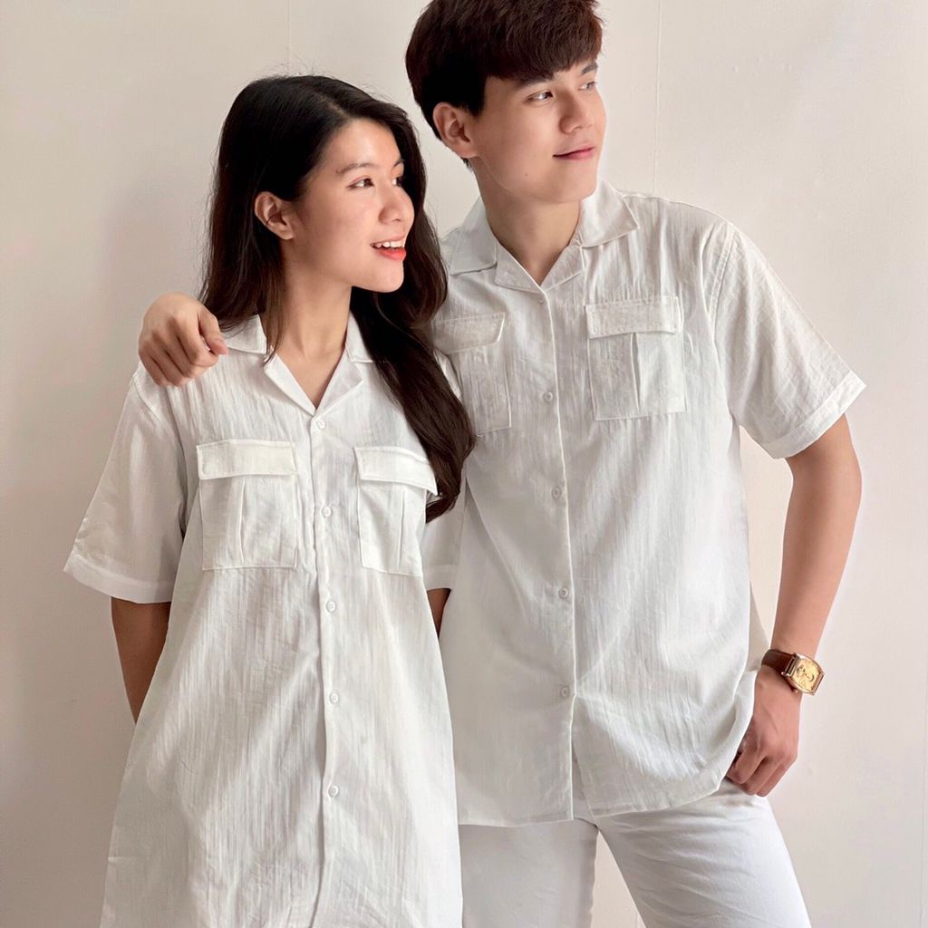 Áo sơ mi unisex, Áo sơ mi nam, áo sơ mi nữ ngắn tay form rộng, Áo Sơ Mi Vải Đũi Ngắn Tay Đủ Màu
