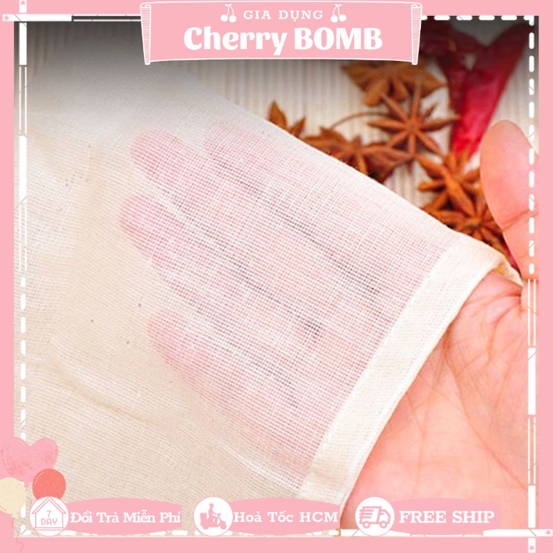 Set 2 Túi Lọc Vải Cotton 100% Không Tẩy Trắng Chuyên Dùng Đun Nấu Trà , Cà Phê Cold Brew , Lọc Gia Vị Nấu Ăn