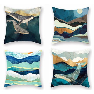 Vỏ gối hình vuông họa tiết phong cảnh biển sâu độc đáo 40x40/ 45x45/ 50x50/ 60x60 cm