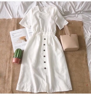 Váy maxi đũi trắng