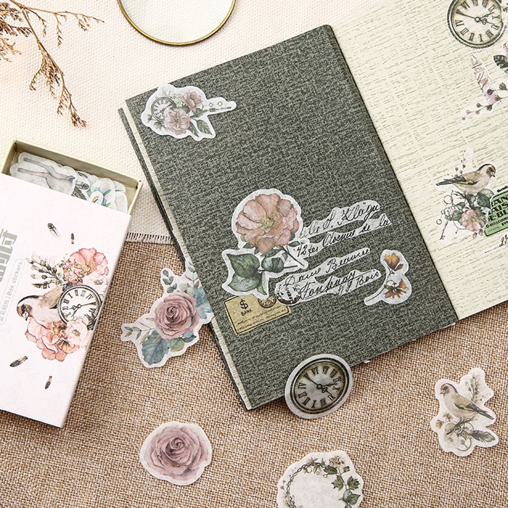 Set hộp 40 miếng dán trang trí album ảnh phong cách cổ điển xinh xắn