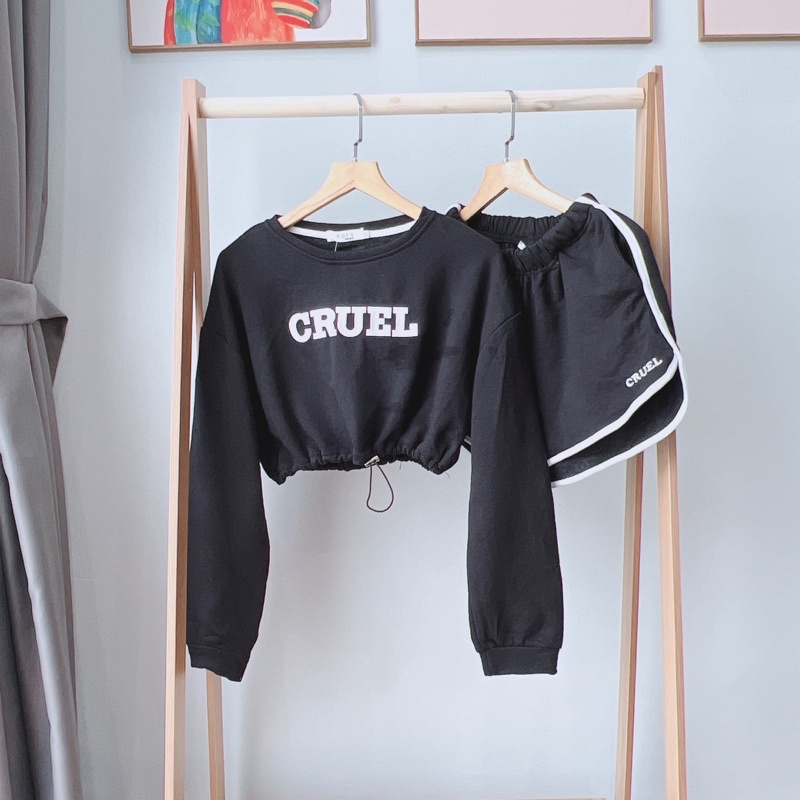 Set đồ bộ nữ FREESHIP  Bộ mặc nhà nữ mùa hè cotton áo croptop trẻ trung năng động thể thao