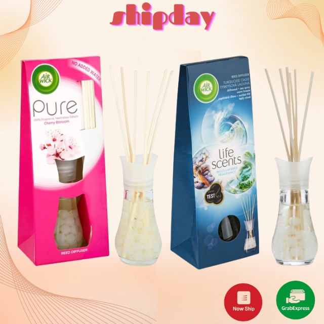 Bộ Que gỗ khuếch tán Tinh dầu Air wick,Lọ tinh dầu khuếch tán, Khuếch tán Tinh dầu Que Gỗ Mây Khử mùi 30ml