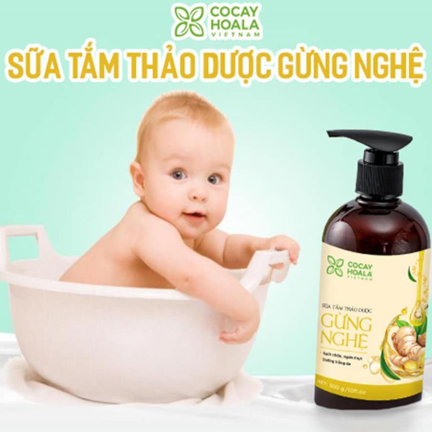 Sữa tắm thảo dược Gừng Nghệ Cocayhoala chai 300g dưỡng trắng, mờ thâm, ngăn ngừa mụn và hạn chế viêm tắc lỗ chân lông | BigBuy360 - bigbuy360.vn