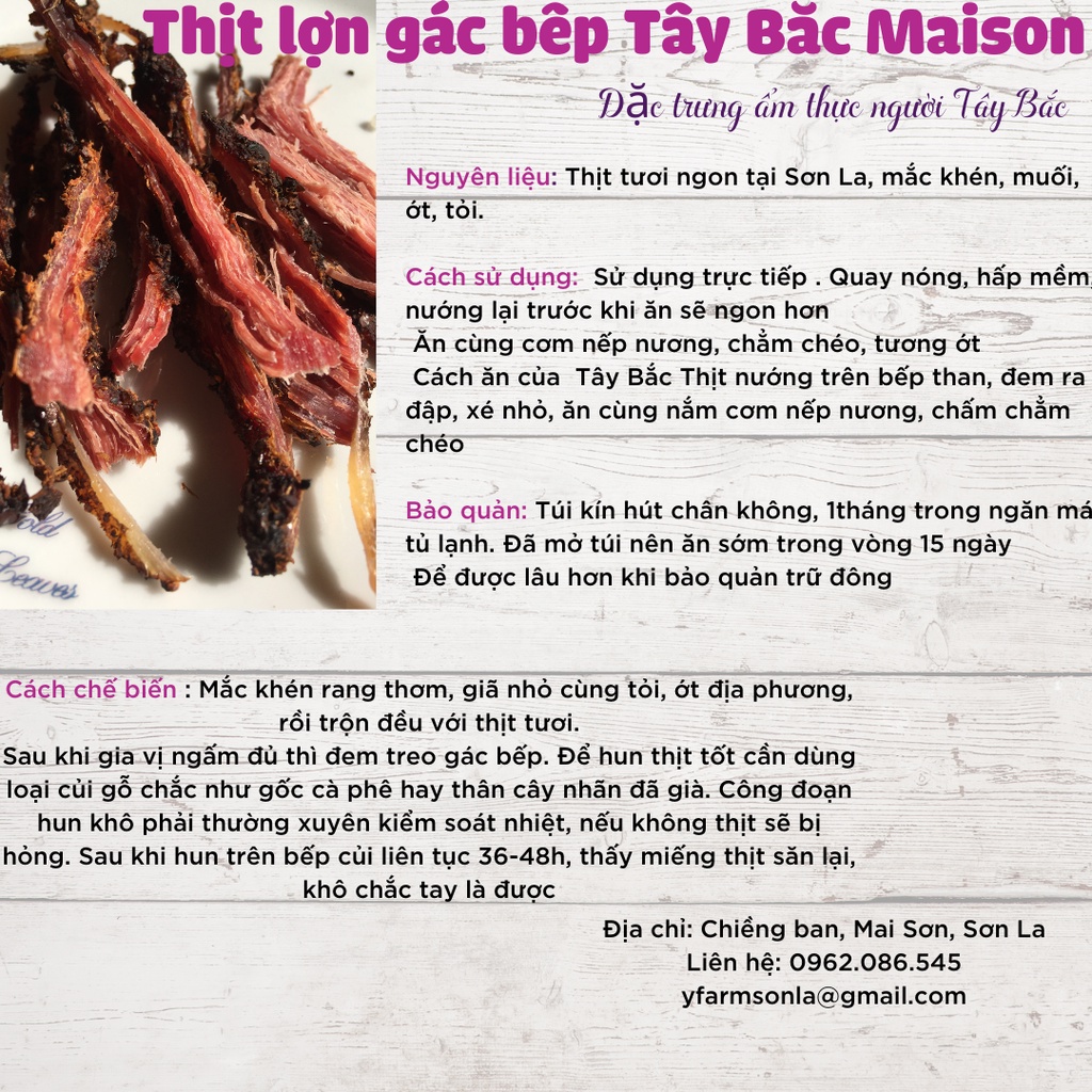 Thịt lợn bản gác bếp Tây Bắc gói 500gram/1kg
