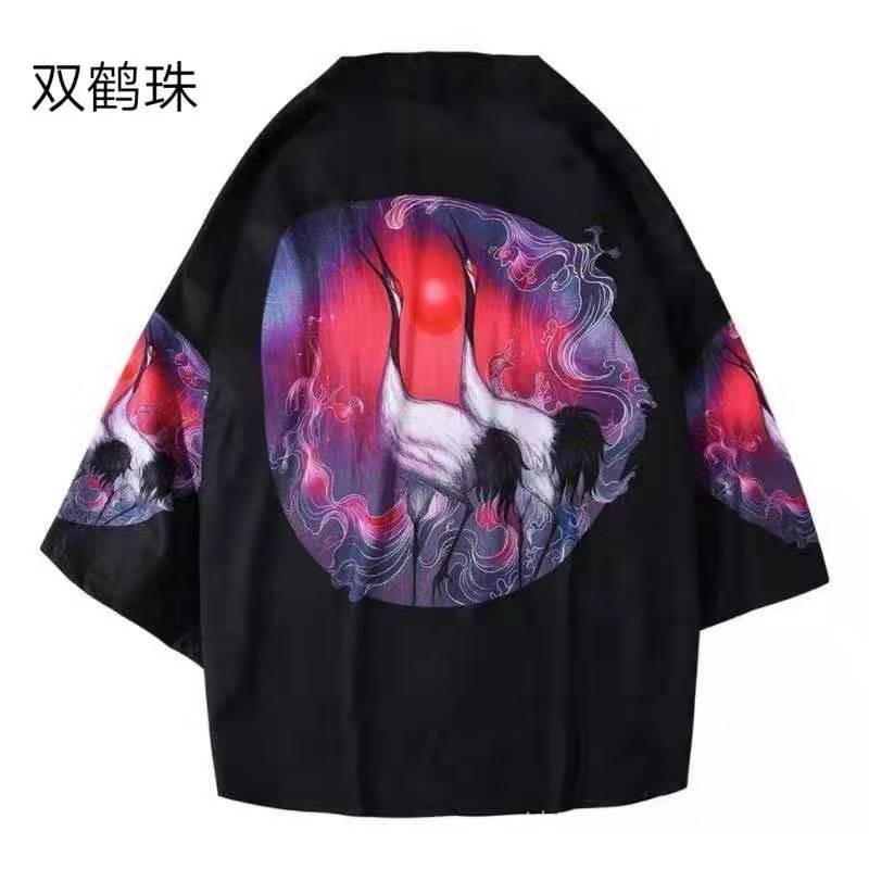Áo Khoác Kimono Tay Ngắn Mỏng In Họa Tiết Phong Cách Nhật Bản Thời Trang Cho Nam