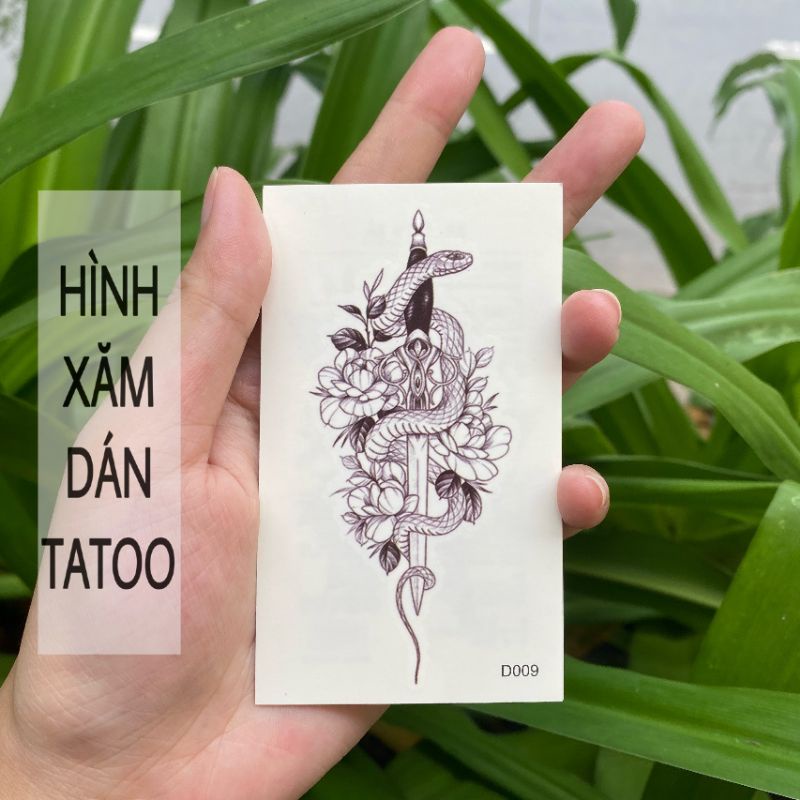 Hình xăm kiếm xà d09 size nhỏ &lt; 10x6cm. Boss tatoo xăm dán tạm thời