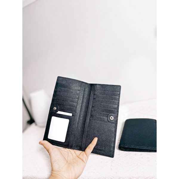 Ví nữ gập dáng dài da bò saffiano nhiều ngăn đựng thẻ YOURS