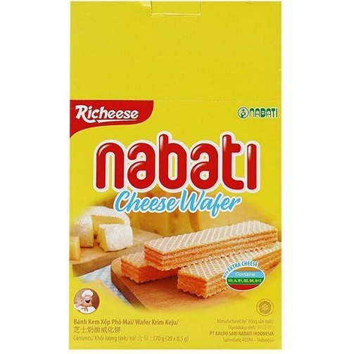 Bánh Xốp kem nhân phô mai Nabati 20 thanh kép/hộp lớn, 20 thanh đơn hộp nhỏ.
