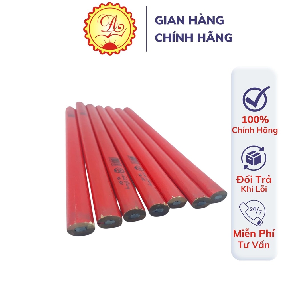 Bút chì đầu dẹt Bút mài thầy Ánh hình bầu dục màu đỏ HB 860 và gọt 859