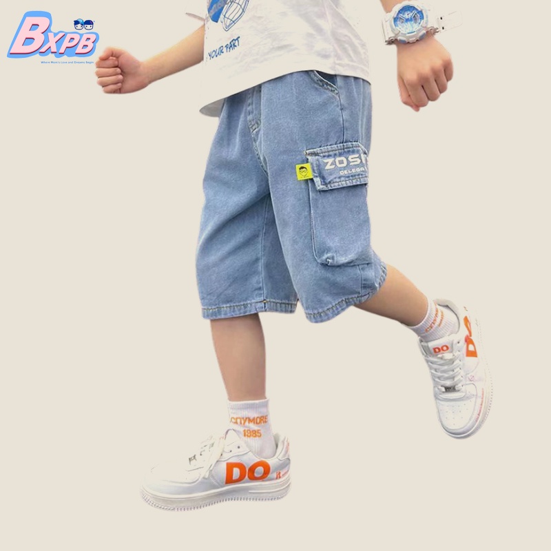 【BXPB】Quần Short Denim Ống Rộng Nhiều Túi Phong Cách Hàn Quốc Thời Trang Mùa Hè Dành Cho Bé Trai