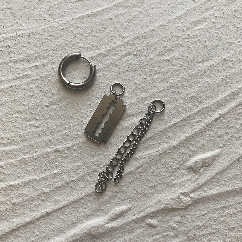 1 Khuyên Tai Tròn Dạng Xích Dài Bằng Thép Không Gỉ Phong Cách Punk Hip Hop Dành Cho Nam Và Nữ