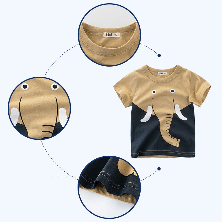 [9-30 Kg] Áo thun bé trai cộc tay họa tiết chú voi CTF101 - Màu: Nâu