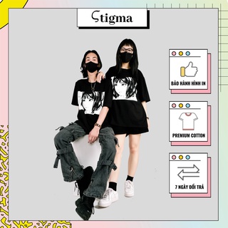 Áo Thun Unisex Freesize Họa tiết Anime in Phông đen nam nữ Chất cotton oversize form rộng - STIGMA