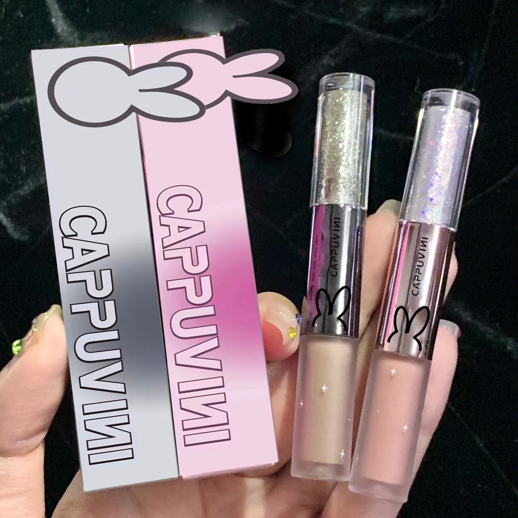 Nhũ mắt phấn mắt CAPPUVINI 2 đầu thỏ hồng thỏ đen bám màu lâu trôi CAPU36 CAPU37