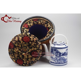 Bao ủ ấm Bát Tràng cao cấp_giỏ ủ ấm kèm ấm tích 2 lít