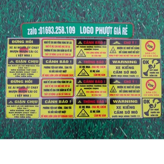 16 tem xe logo cảnh báo như hình