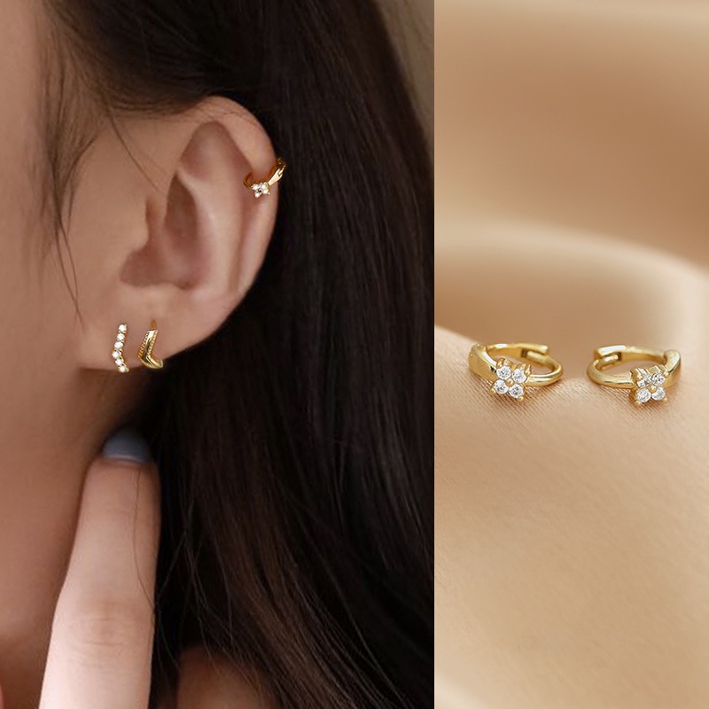 Bông Tai Dạng Vòng Màu Vàng Thiết Kế Đơn Giản Thời Trang Cho Nữ