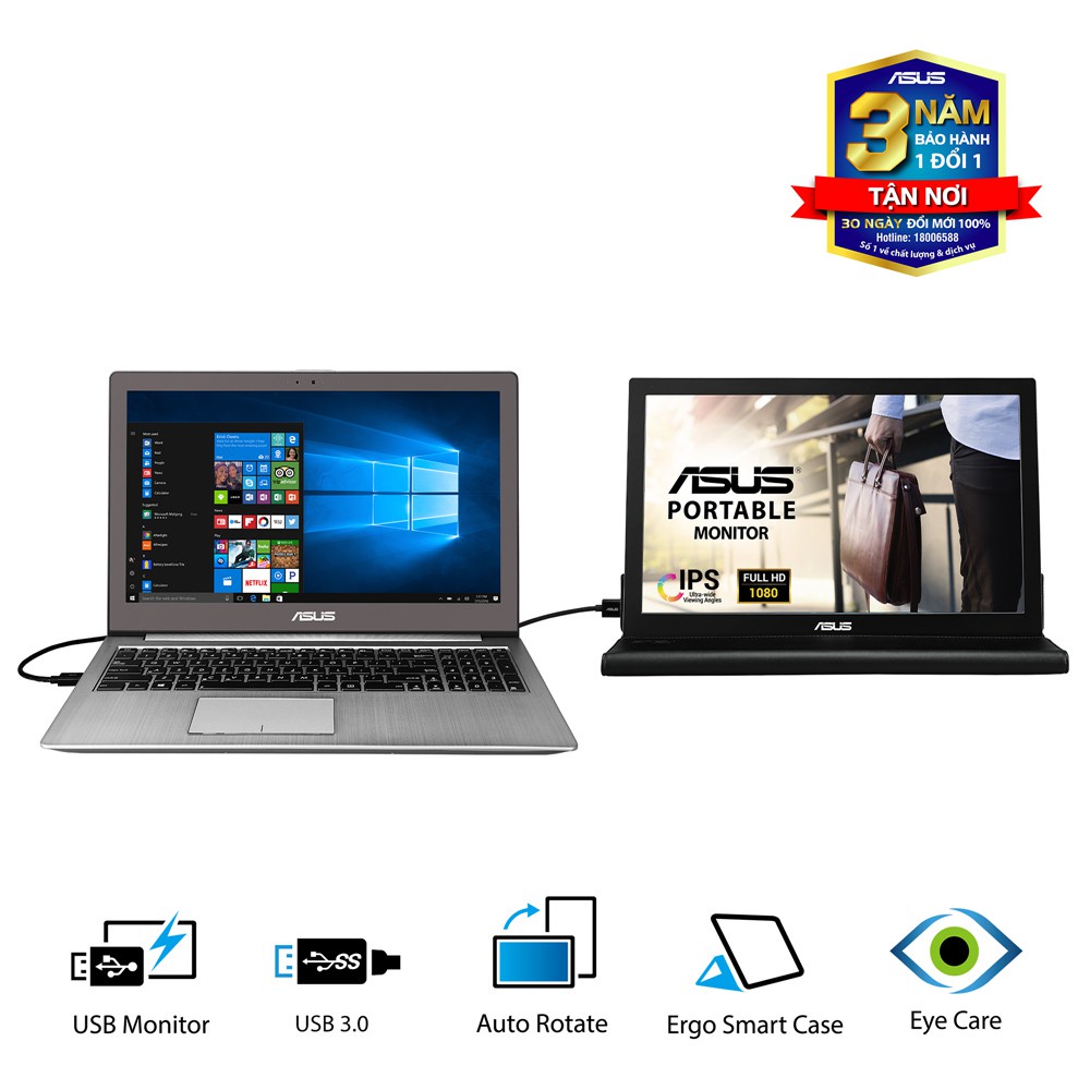 [Mã ELHASALE1TR giảm 5% đơn 3TR] Màn Hình Di Động ASUS MB169B+/BR+ 15.6'' Full HD (1920x1080) IPS Nhỏ Gọn (Ko Cảm Ứng)