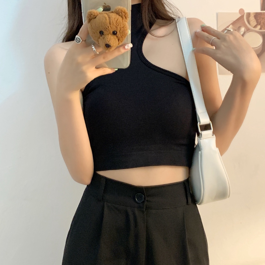 Áo croptop nữ kiểu ôm body, áo croptop khoét vai sexy CROP05
