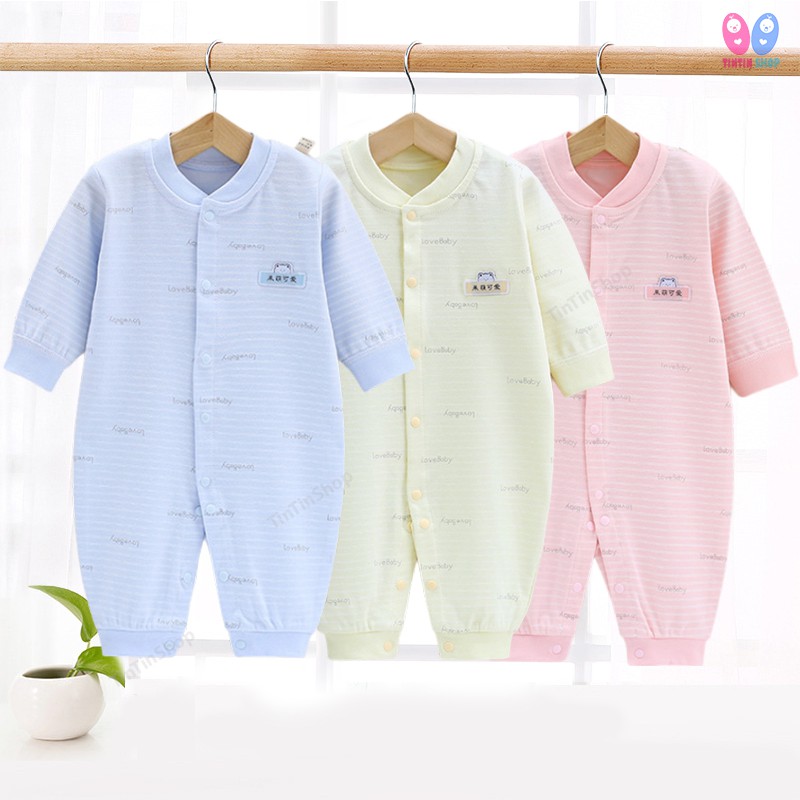 TTS222 Bodysuit Body dài tay Cotton cúc giữa cho bé trai bé gái Hàng Quảng châu xuất Nhật