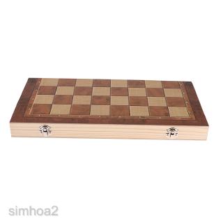 Wood Folding   Chess Checkers and Backgammon Pieces Travel Game Set