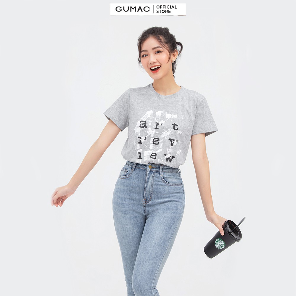 [Mã WABRGM11 giảm 10% đơn 250K] Áo thun nữ in chữ Art Review GUMAC nhiều màu, phong cách hàn quốc ATB835 | BigBuy360 - bigbuy360.vn