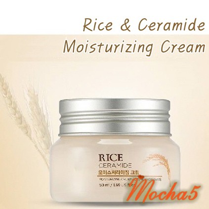 Kem dưỡng TFS Rice Ceramide Moisturizing Cream The Face Shop gạo lành tính sáng mịn da 50ml