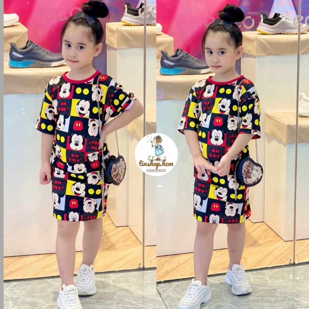 HCM-10-40Kg set đầm suông thun lạnh Ann's Kids hình - váy, đầm bé gái size đại