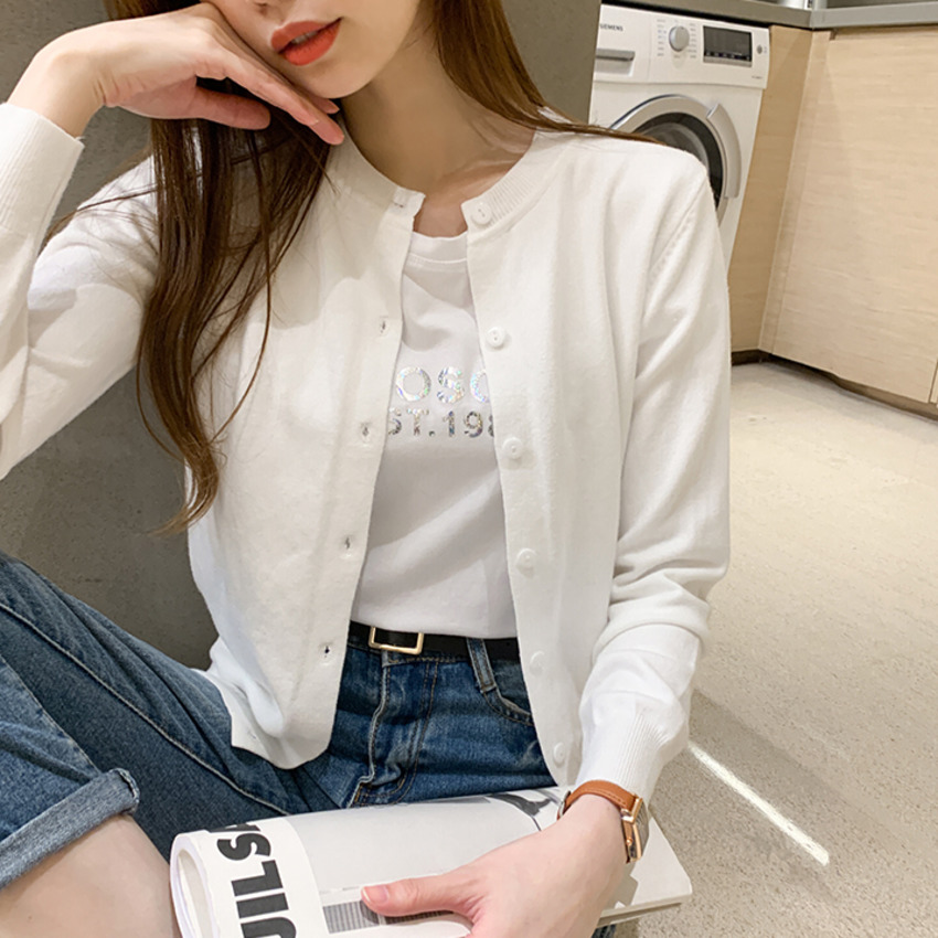 Áo Khoác Cardigan Dệt Kim Màu Sắc Thời Trang 2020 Cho Nữ