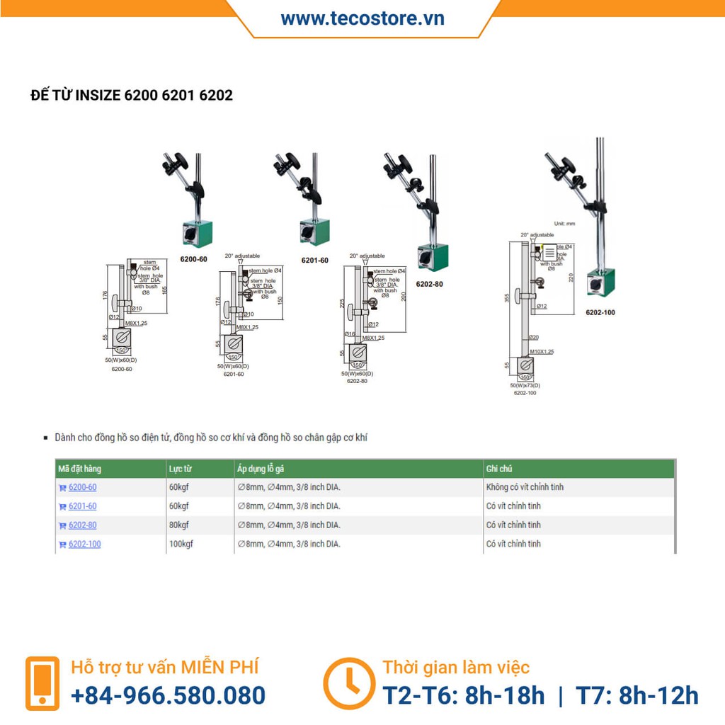 Đế từ Insize 6200 6201 6202  - standard