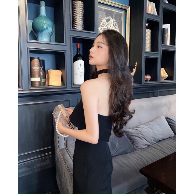 ĐẦM MIDI CHOKER XẺ ĐÙI