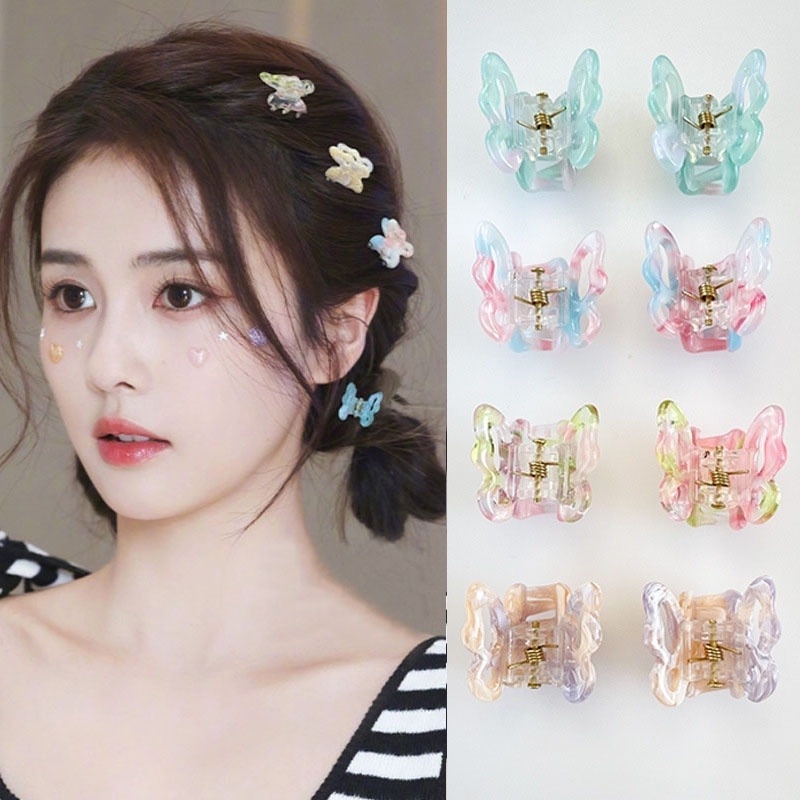 Kẹp Tóc Hình Bướm Nhỏ Màu Sắc Gradient Phong Cách Hàn Quốc Cho Nữ