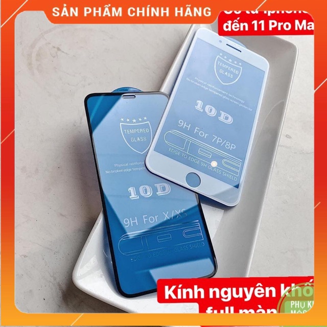 [siêu rẻ] iphone 6 6plus 7 7plus 8 8plus x xr xs max 11 12 mini 12 Pro Max ] Kính cường lực 10D nền xanh full màn