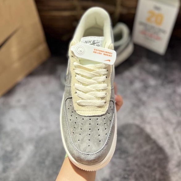 Giày Sneaker Air_Force1 Greay Pavy Tale,Af1 Xám Da Lộn Tặng Tất