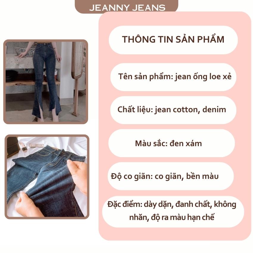 Quần bò ống loe Jeanny Jeans nữ xẻ gấu hack dáng quần bò nữ cạp cao siêu hot chất dày đẹp 849