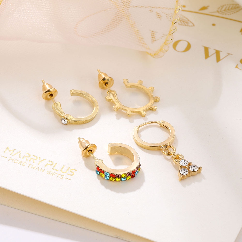 Set 4 Khuyên Tai Đính Đá Phong Cách Bohemian Dành Cho Nữ