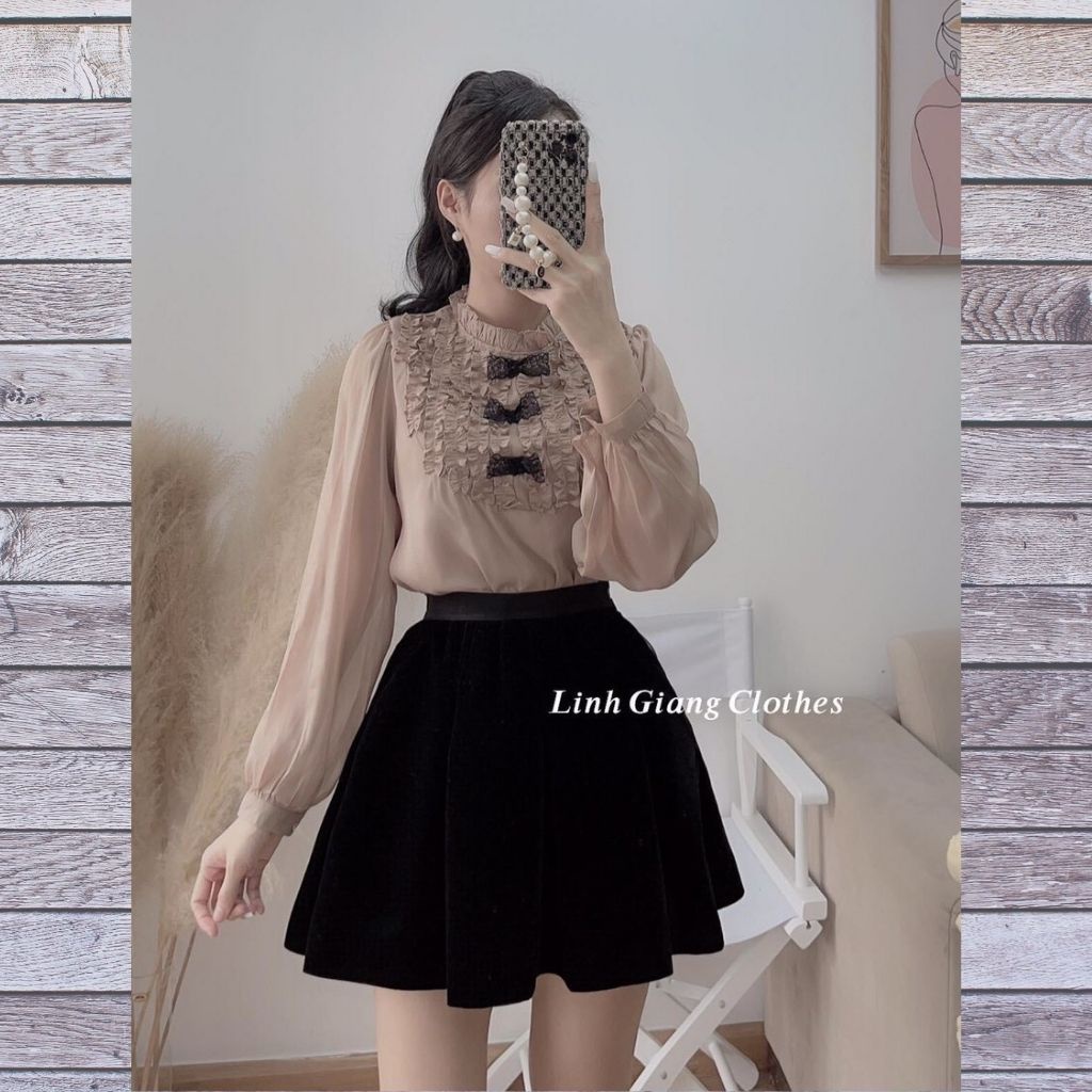 set chân váy  xếp ly  áo sơ mi lụa  hot | BigBuy360 - bigbuy360.vn